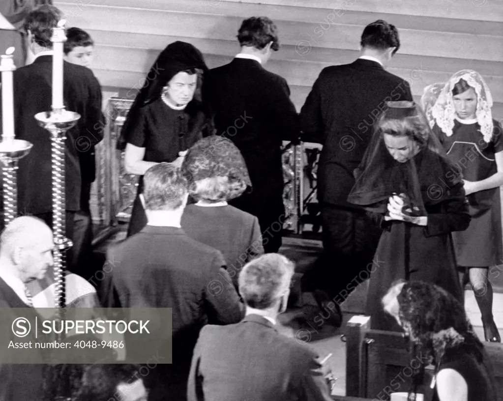 Robert Kennedy's funeral. Rose and Ethel Kennedy (Robert Kennedy's mother and wife), leave the altar rail after receiving Communion during a Requiem Mass for the slain Senator. St. Patrick's Cathedral in New York City. June 8, 1968.