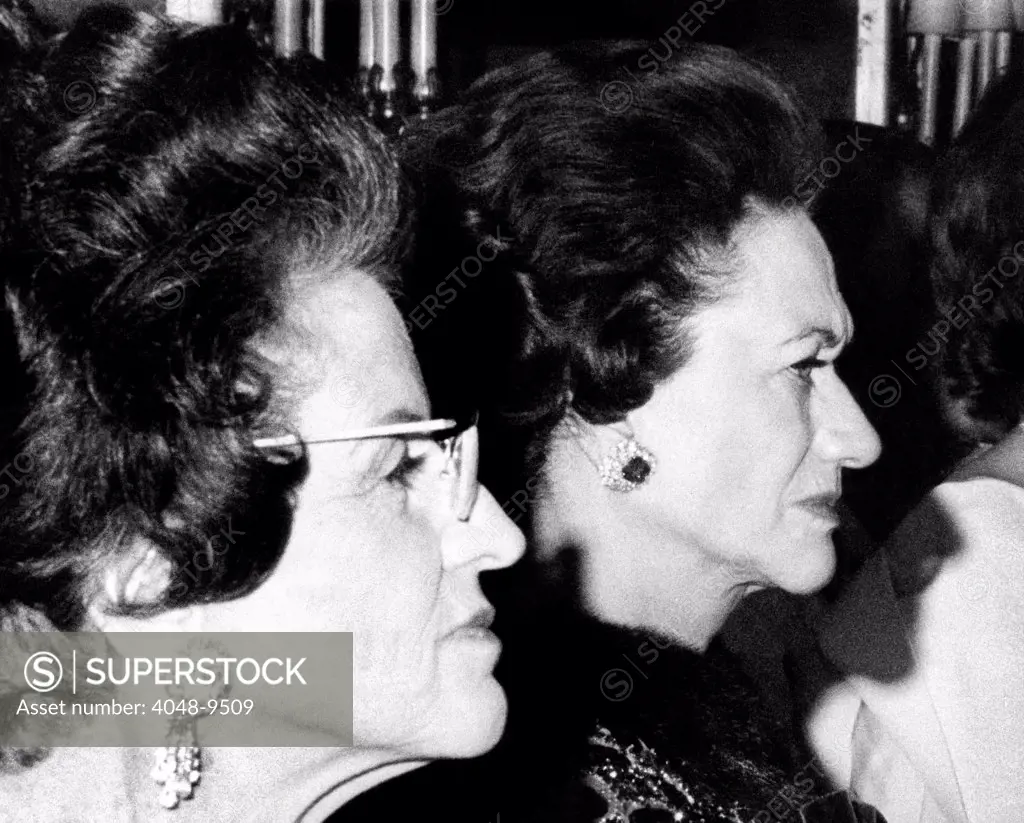Rose Fitzgerald Kennedy and the Duchess of Windsor. They were attending the 14th annual April in Paris Ball, a charity event at the Waldorf Hotel in New York City. Oct. 25, 1965