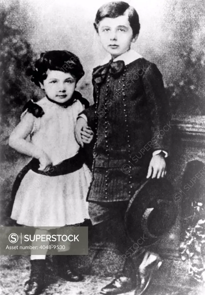 Albert Einstein, about five years old, with his younger sister Maja. Ca. 1885.