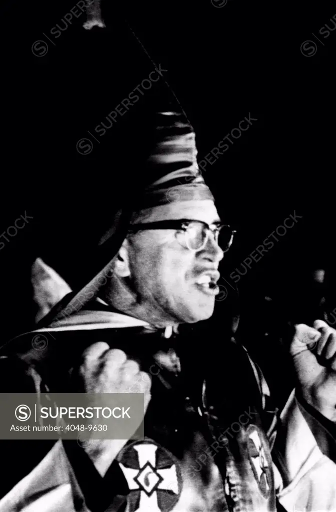 Alvin Horn, Grand Wizard of the Alabama Ku Klux Klan, at a Klan meeting in Montgomery. Nov. 1956.
