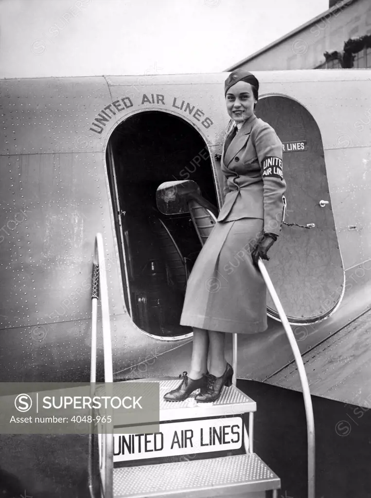 United Airline Stewardess Agnes Hurt. 1935.