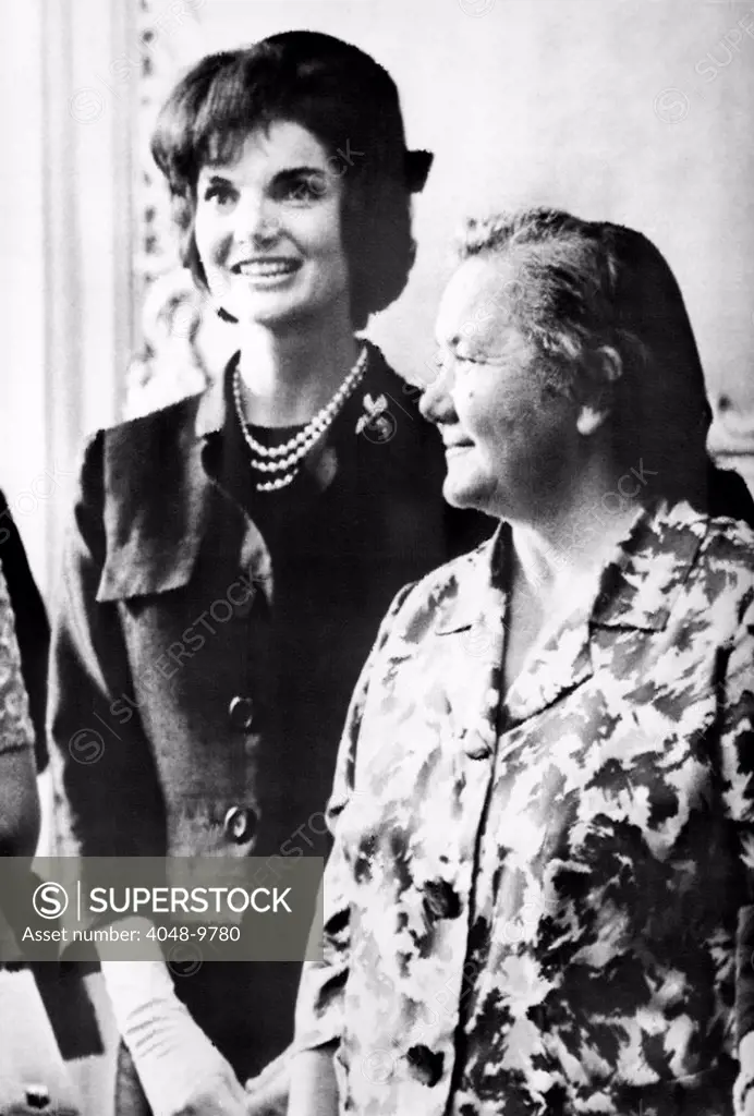 Jacqueline Kennedy and Nina Khrushchev (right) during a luncheon given in their honor in Vienna, Austria. Their husbands, President John Kennedy and Soviet Premier Nikita Khrushchev were having a contentious summit meeting at the Soviet Embassy. June 4, 1961.