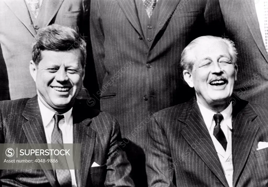 President John Kennedy and British Prime Minister Harold Macmillan. Macmillan saw himself as a mentor to the younger leader, who sought his advice during the Cuban Missile Crisis. May 4, 1961.