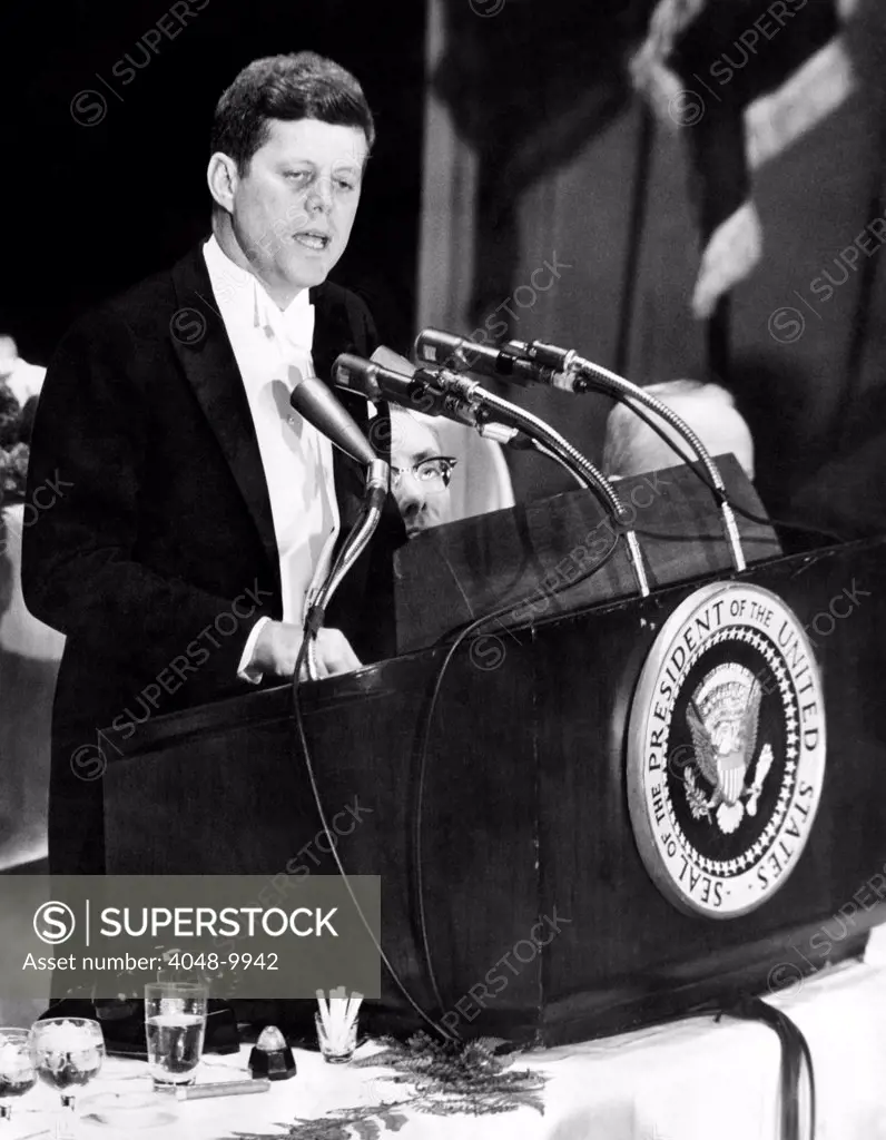 President John Kennedy urges 'self censorship' of news. Days after the failed Bay of Pigs invasion of Cuba, he spoke to the American Newspaper and Publishers Association. He disclosed that costly revisions were required in satellite tracking systems because of technical information published by US newspapers. April 27, 1961.