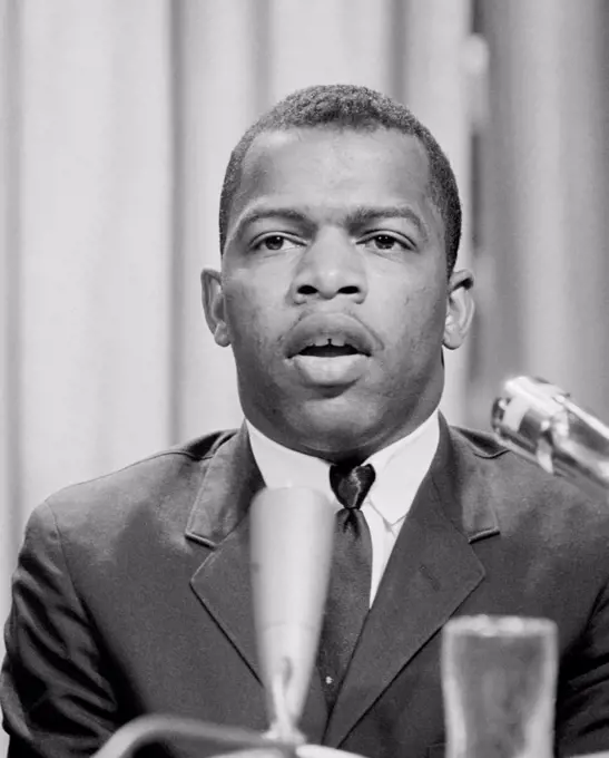 John Lewis, founder of the Student Nonviolence Coordinating Committee (SNCC). In 1964 he organized SNCCs efforts for 'Mississippi Freedom Summer', a multi-organization Civil Rights drive to register Black voters across the south. April 16, 1964.