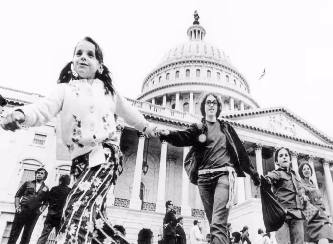 Women and children demonstrate in front of the Capitol against the Vietnam War, Washington DC, June, 22, 1972