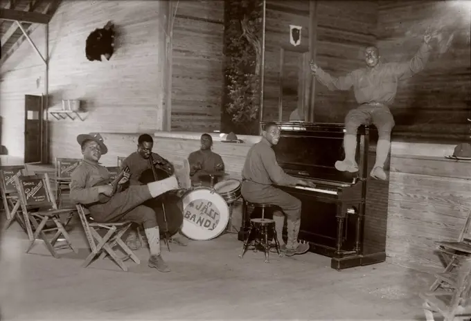 World War I, U.S. Army jazz band, circa 1914-1918.