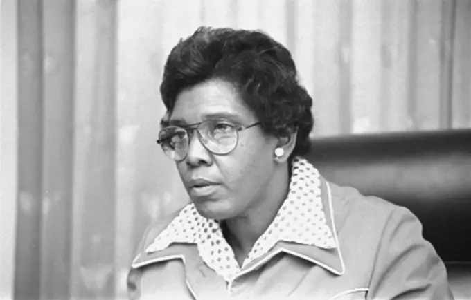Barbara Jordan (1936-1996), African American congresswoman in the United States House of Representatives, photograph by Thomas J. O'Halloran, April 7, 1976.