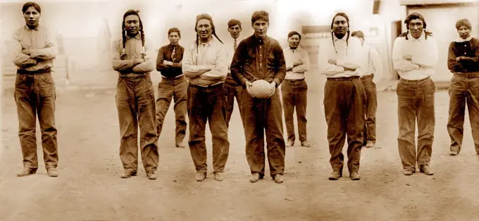 Football, Sioux Native American football team, circa 1910s.