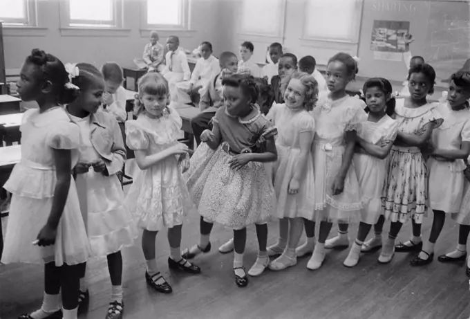 School integration, Washington DC, photograph by Thomas J. O'Halloran, May 27, 1955.