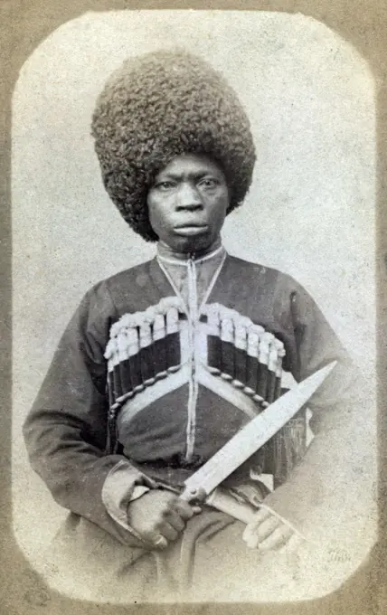 Black Cossack. Karabakhski 'Arab' Negro mountainier, portrait carte de visite ca. 1870-1886