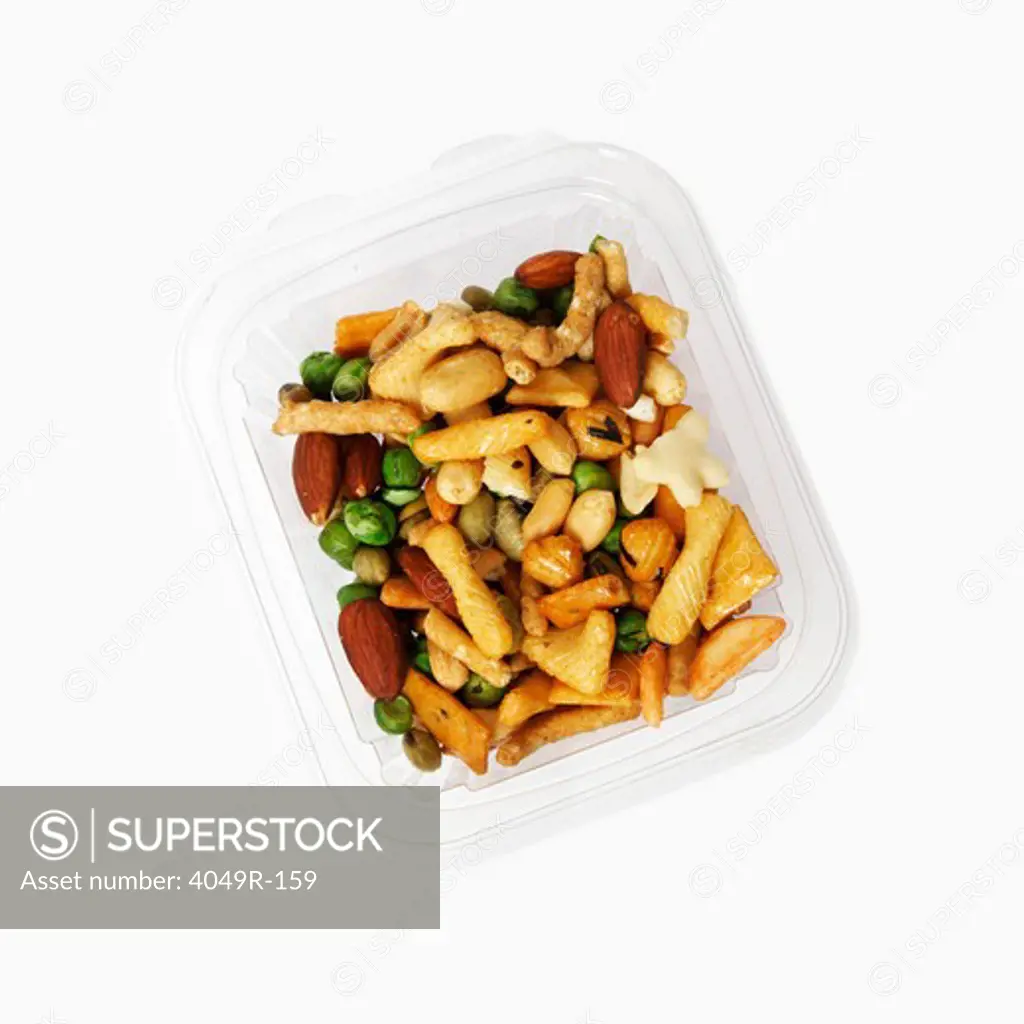 Close-up of a platter of mixed nuts snack