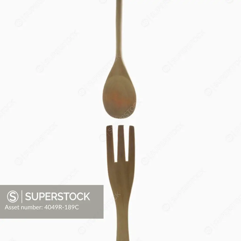 Close-up of a wooden fork and a spoon