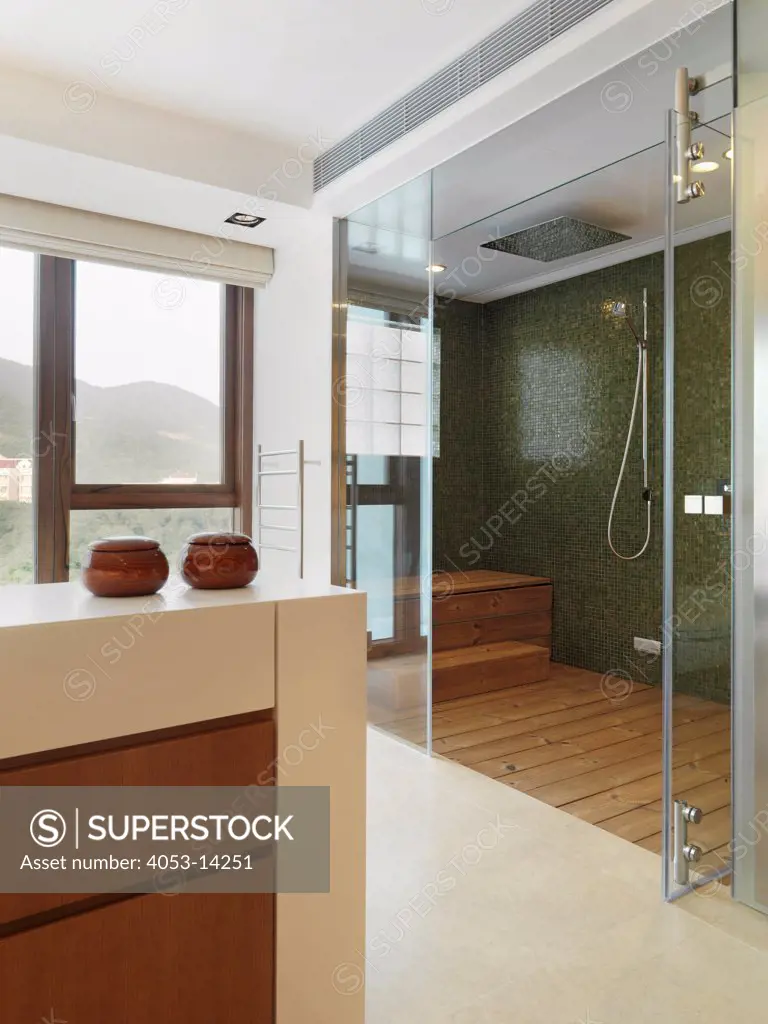 Contemporary bathroom with shower area at home; Scottsdale; USA. Cape Sol, Kamala, Phuket. 10/30/2009