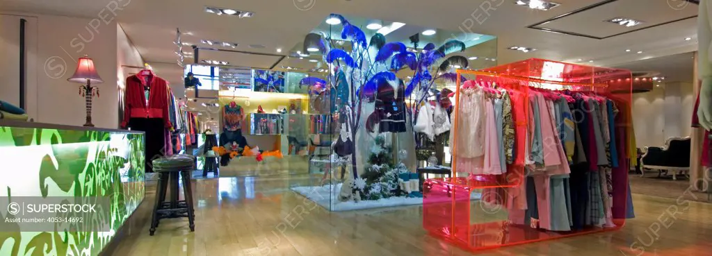 Interior of modern clothing store. Taipei, Taiwan. 01/02/2006