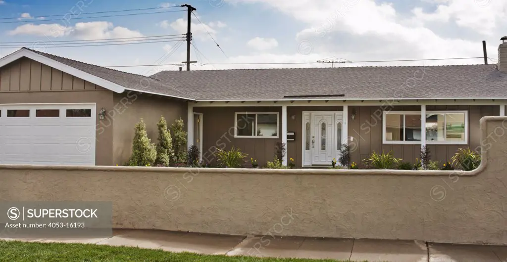 Exterior of one story house, Laguna Beach, California, USA. 02/29/2012