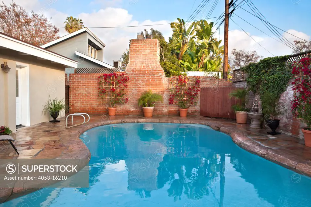 Swimming pool in residential area, Laguna Beach, California, USA. 11/18/2011