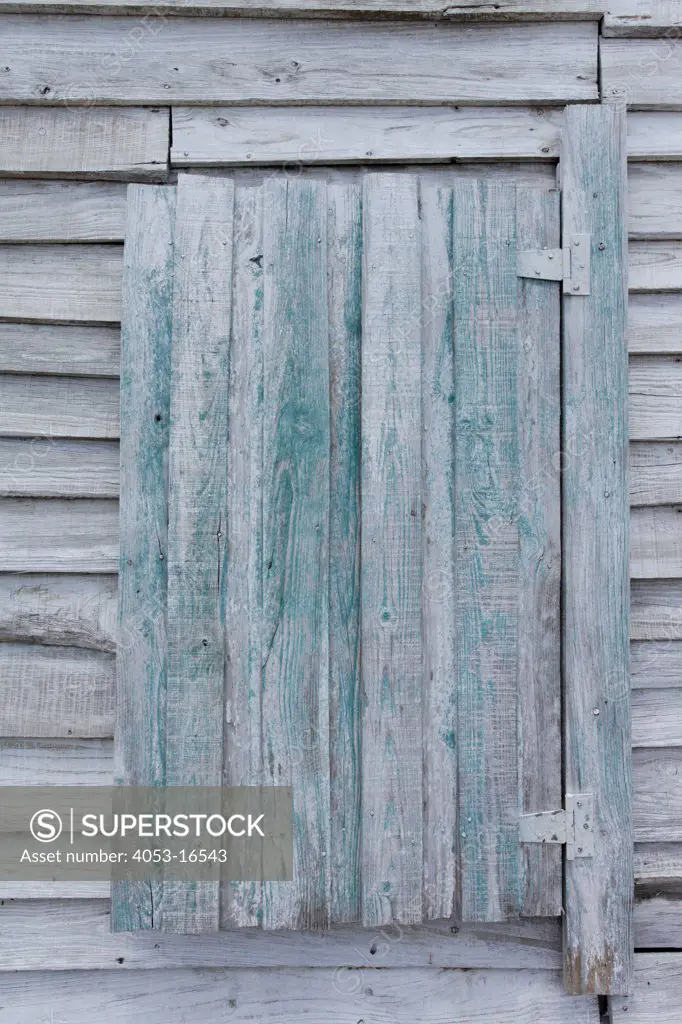 Extreme close-up of a closed shutter on old tobacco barn at Vinales, Cuba. 12/02/2010