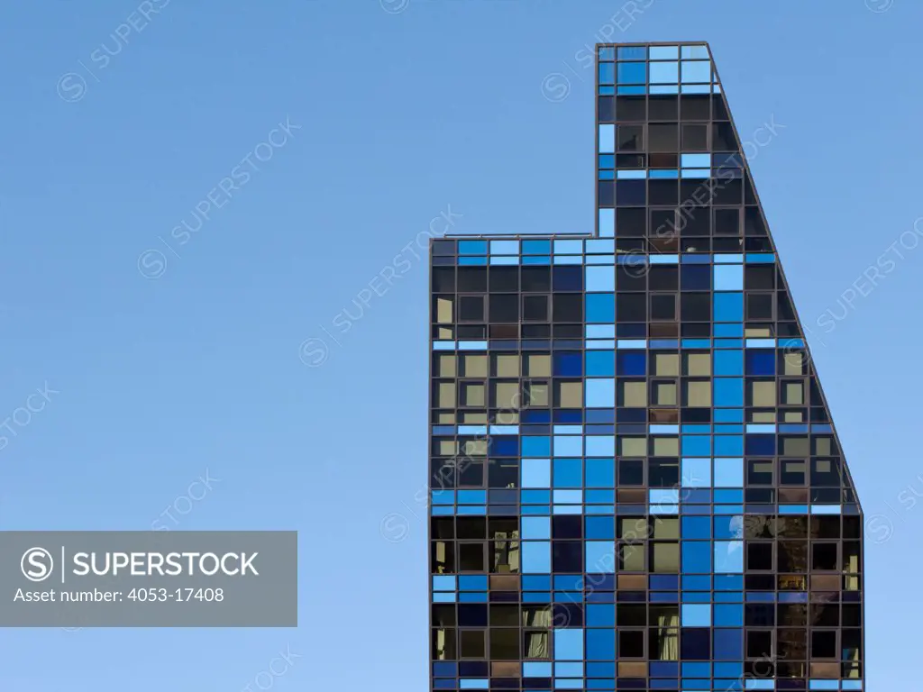 Blue tower by Bernard Tschumi, Lower East Side, Manhattan, New York, USA. 10/10/2008