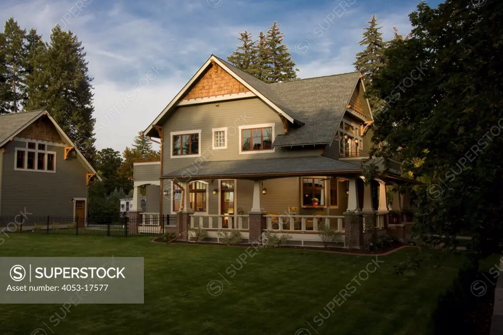 Two story house with green area, Missoula, Montana, USA. 09/26/2008