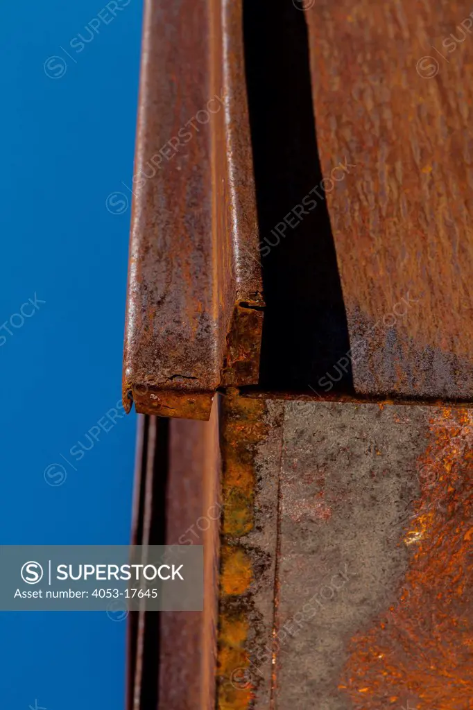 Architectural detail of rusty metal, Missoula, Montana, USA. 08/29/2013