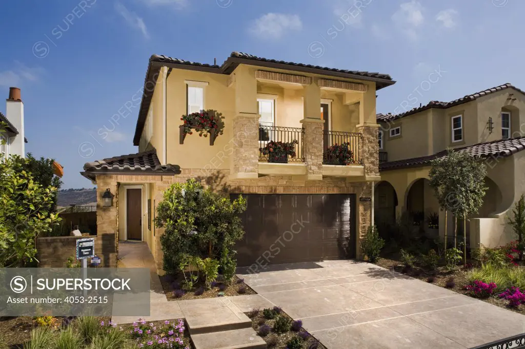 Front exterior Tuscan style home