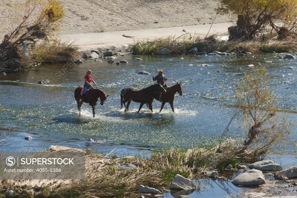 Horseback Riding along the Los Angeles River, Glendale Narrows, Los Angles, California, USA
