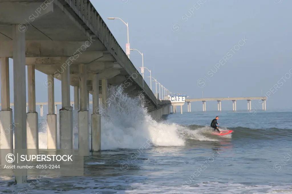 Surfer, Ocean Beach Municipal Pier, San Diego, California (SD)
