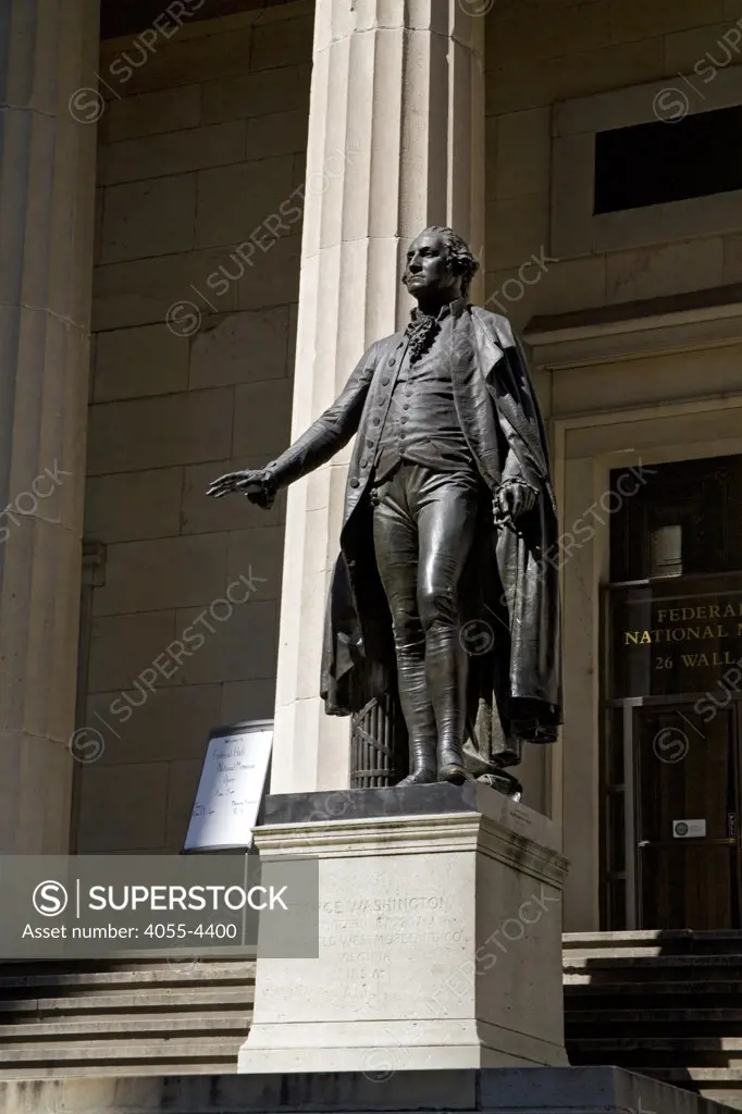 Federal Hall, once located at 26 Wall Street in New York City, was the first capitol of the United States. The building was demolished in the 19th century and replaced by the current structure, the first United States Customs House., Wall Street and Broad Street, Manhattan, New York