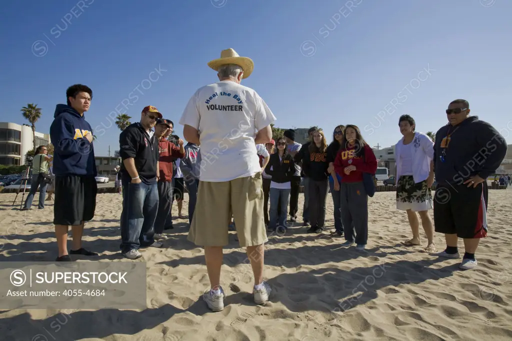 Heal the bay Clean up at Venice Beach, About 400 Students and Volunteers help with the Monthly Clean-up, California