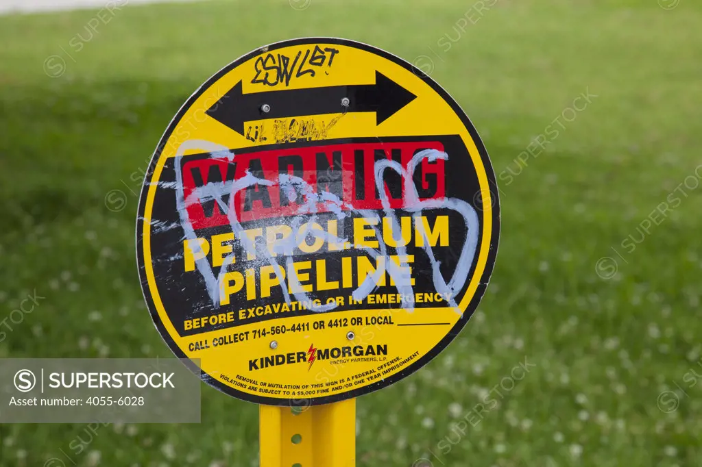 Petroleum Pipeline sign in Greenbelt Park, Wilmington, California, USA