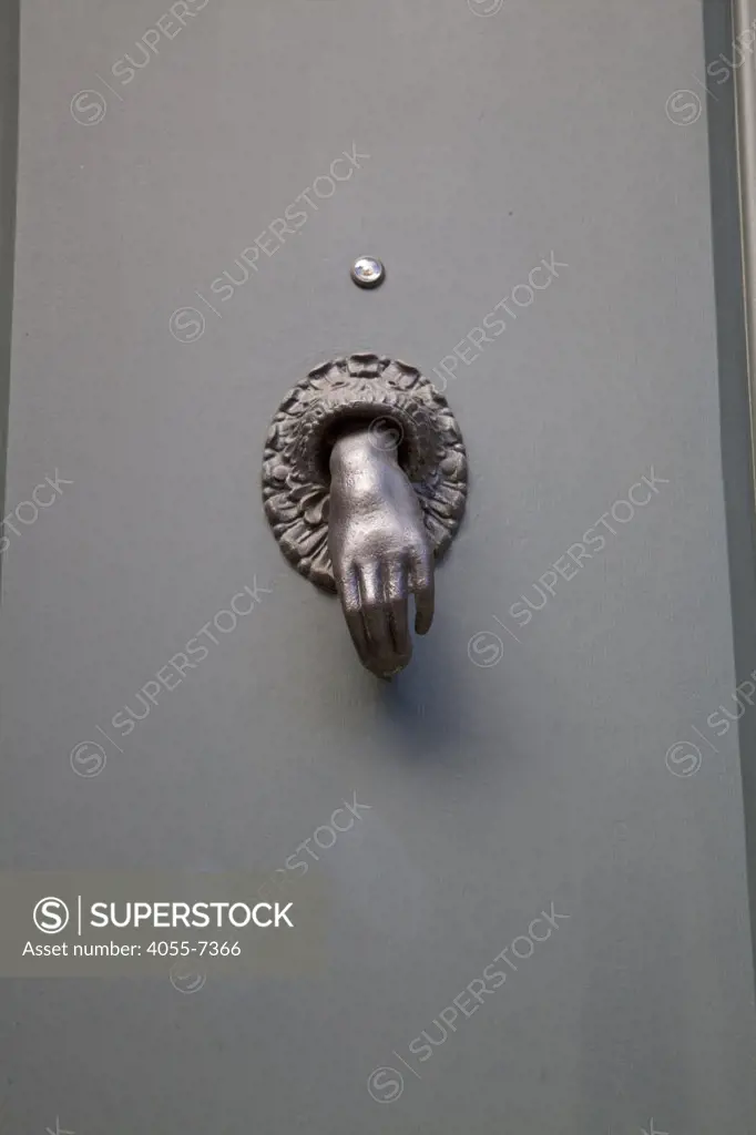 Door and doorknocker on West Village Brownstone, Greenwich street, Greenwich Village, New York, USA