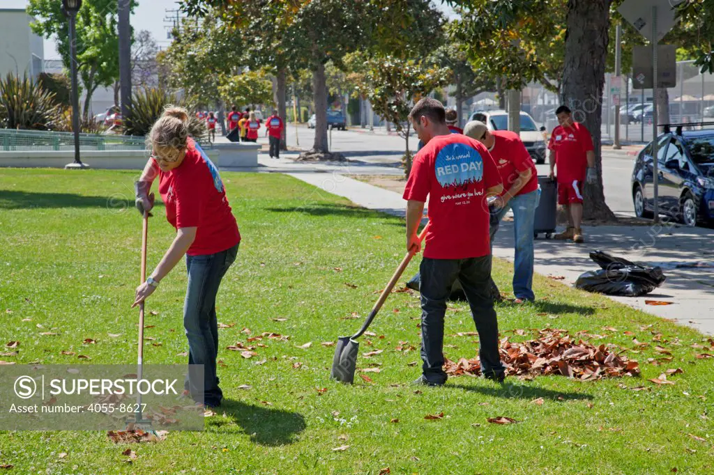 Keller Williams volunteers help clean up at John Adams Middle School in Santa Monica. More than 30,000 associates from  Keller Williams Realty across the United States and Canada participate in the third annual RED Day, May 12, 2011.
