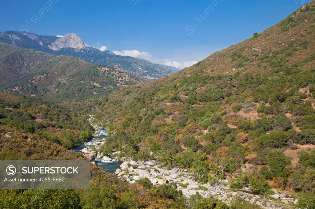 View from General's Highway with Moro Rock, Sequoia National Park, California, USA
