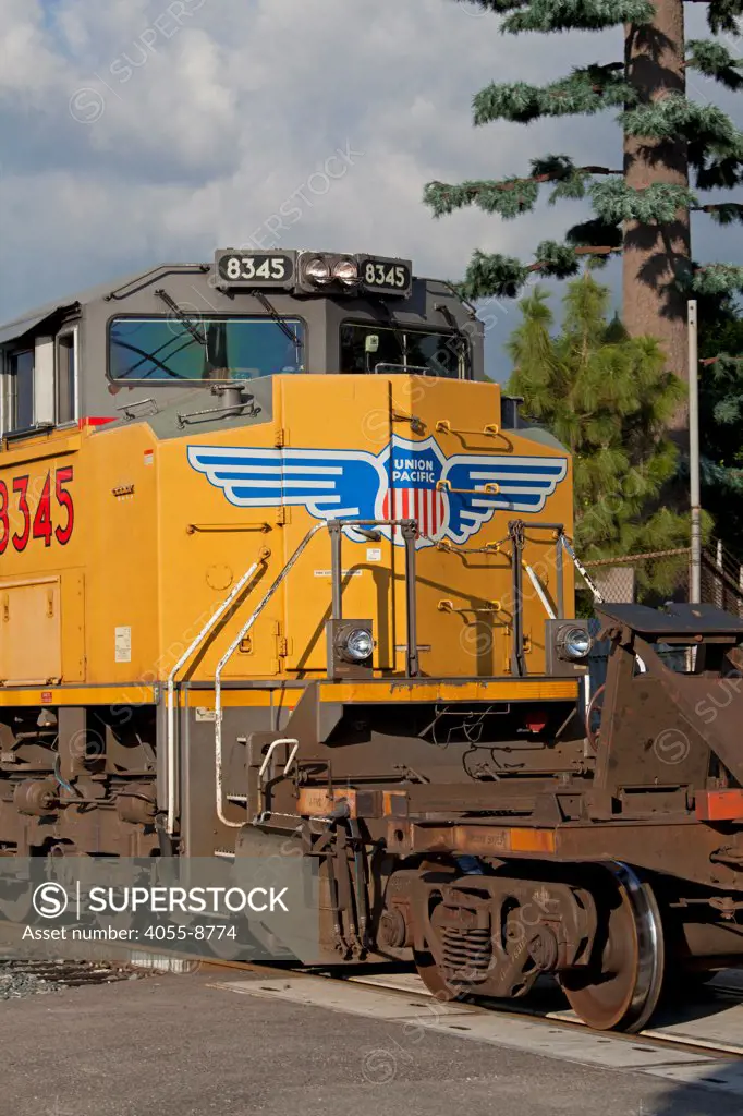 Freight Train near downtown Los Angeles, California, USA