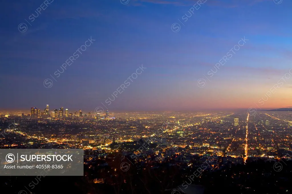 Los Angeles Skyline and City Lights, California ,USA