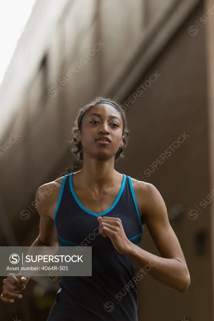 Portrait of woman jogging