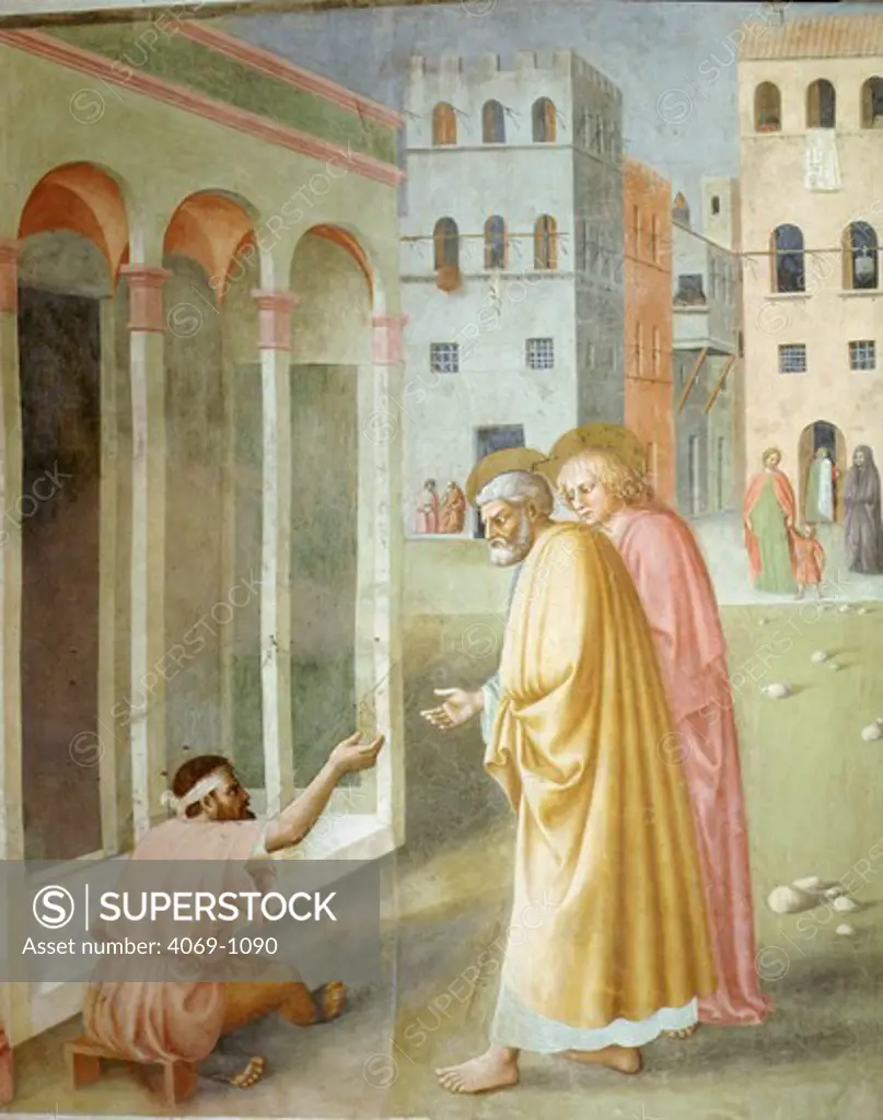 Saint PETER healing cripple, detail, from Brancacci Chapel, fresco