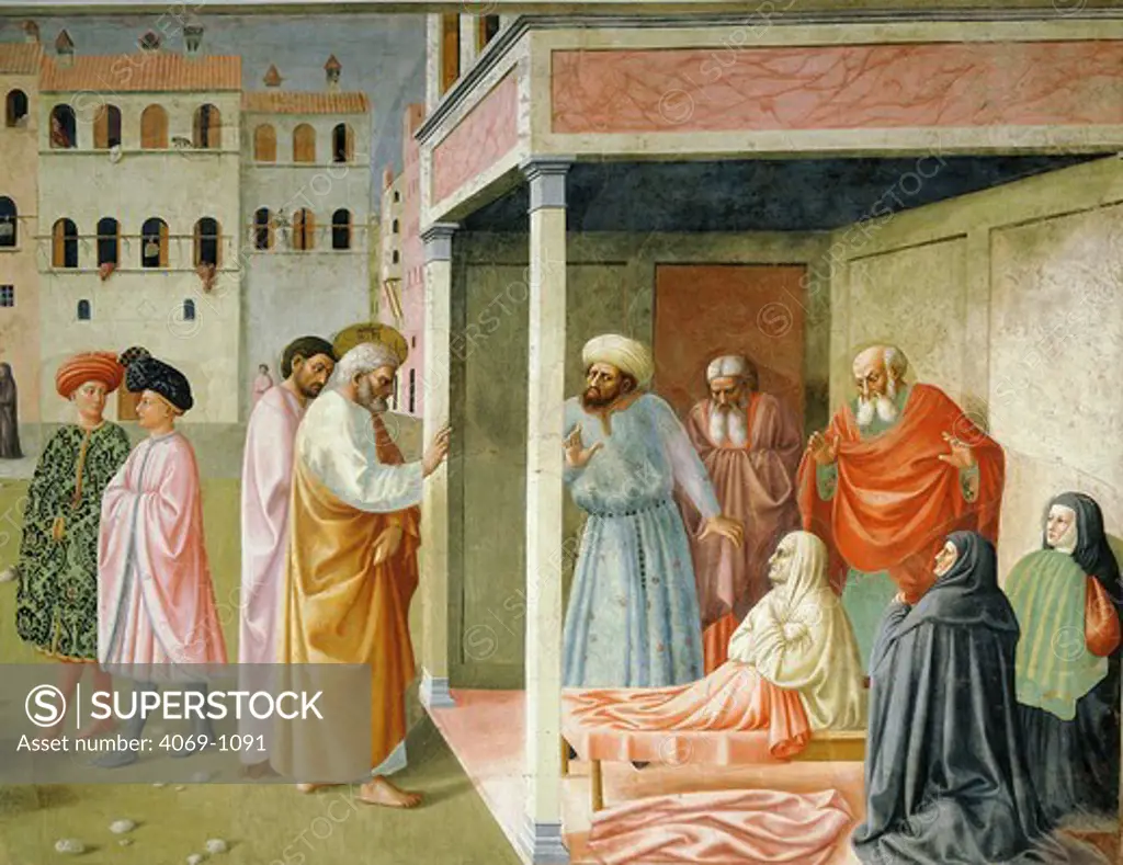 Saint PETER and resurrection of Tabitha, from Brancacci Chapel, fresco