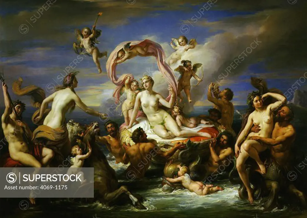 Triumph of Galatea with Cupid Nereids Tritons and hippocampi 1857