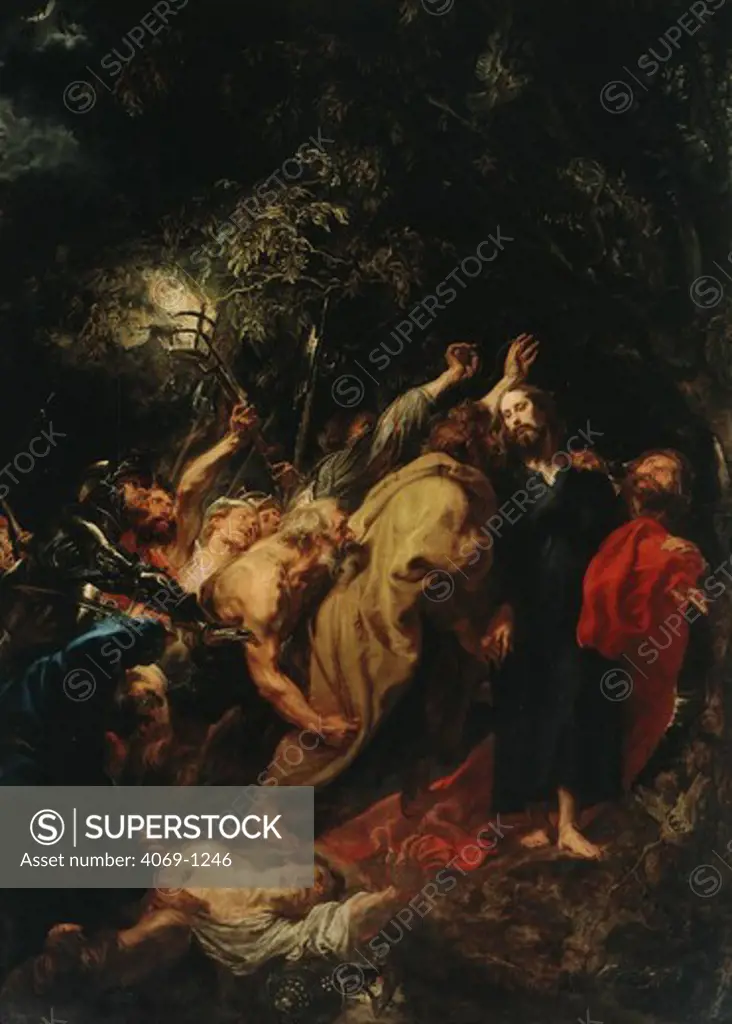 Seizure of Christ, soldiers arrest Jesus in Garden of Gethsemane or El Prendimiento