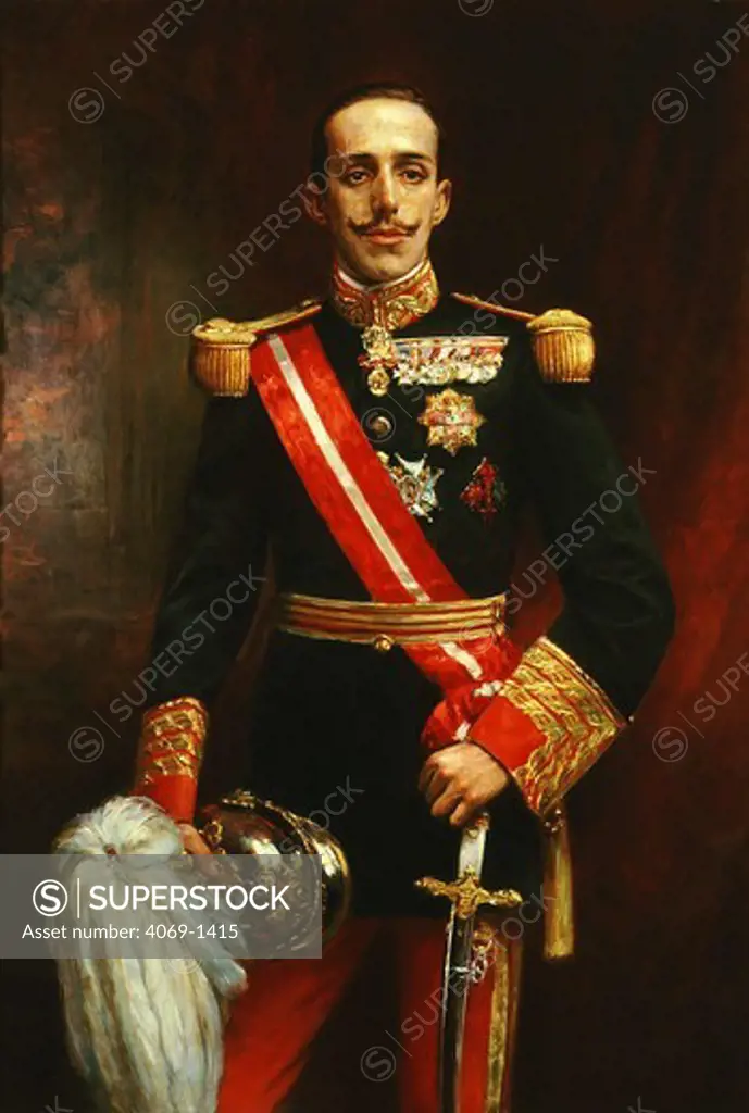 ALFONSO XIII, 1886-1941, King of Spain (exiled 1931) in military uniform