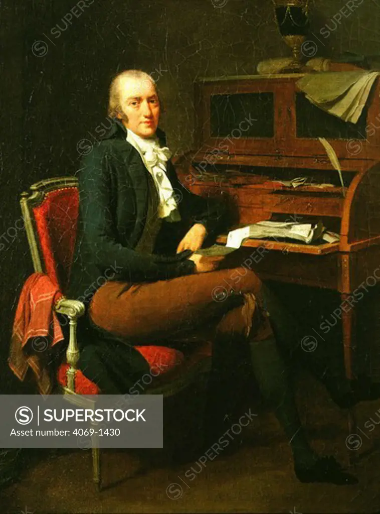 Man seated at writing desk, 1790, oil on canvas