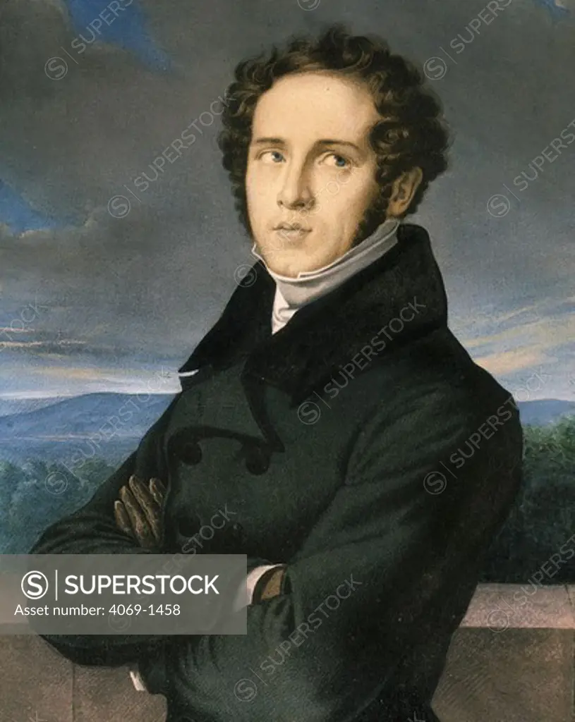 Vincenzo BELLINI 1801-35 Italian composer, lithograph by Millet