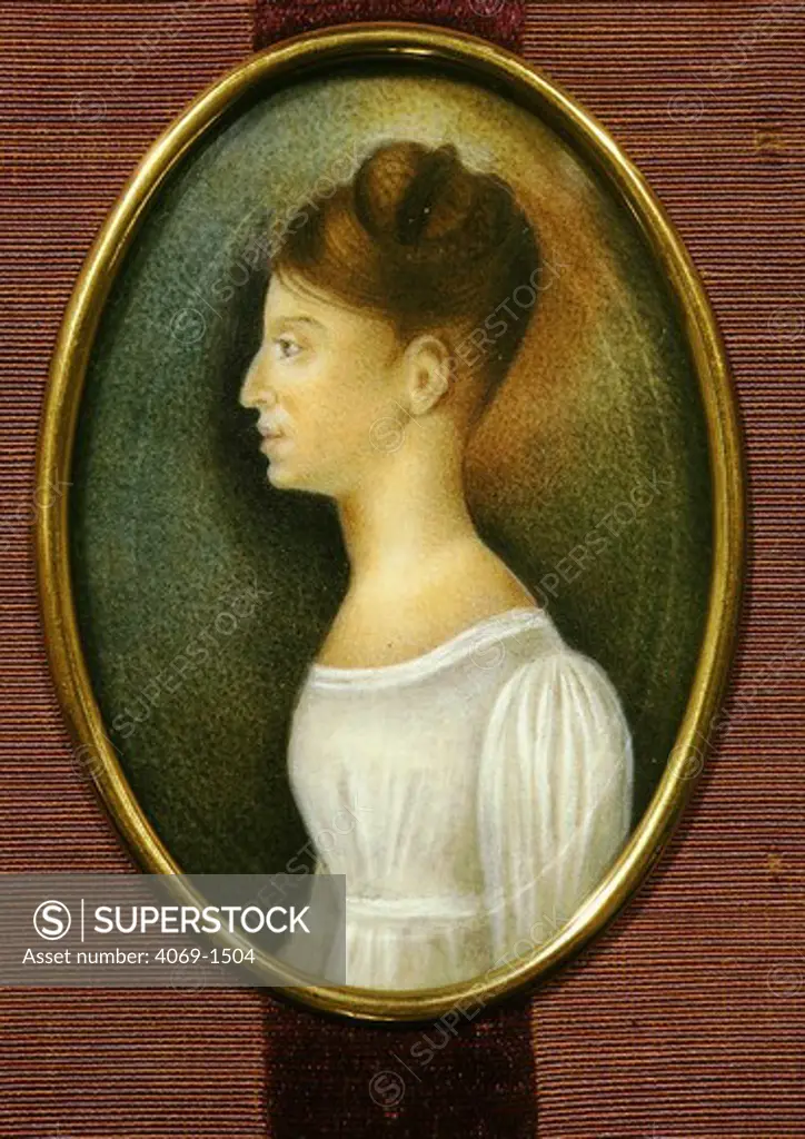 Miniature of Emily CHOPIN, younger sister of FrÄdÄric Chopin, 1810-49 Polish composer, 19th century