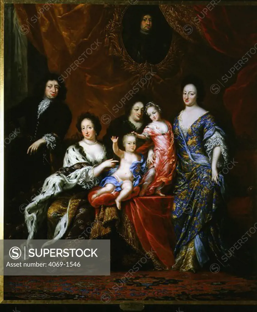 King CHARLES XI 1655-97 of Sweden and family Queen Eleonora and future Charles XII