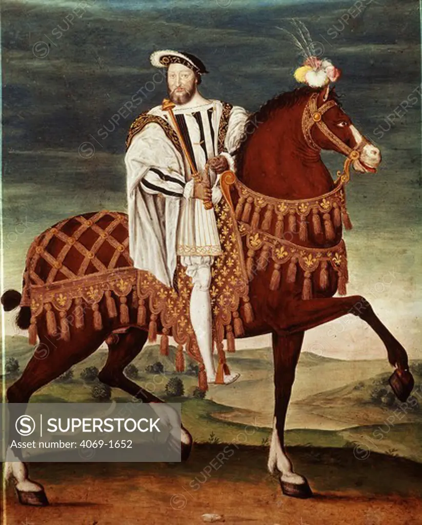 King FRANCIS I of France 1494-1547 on horseback, 16th century French