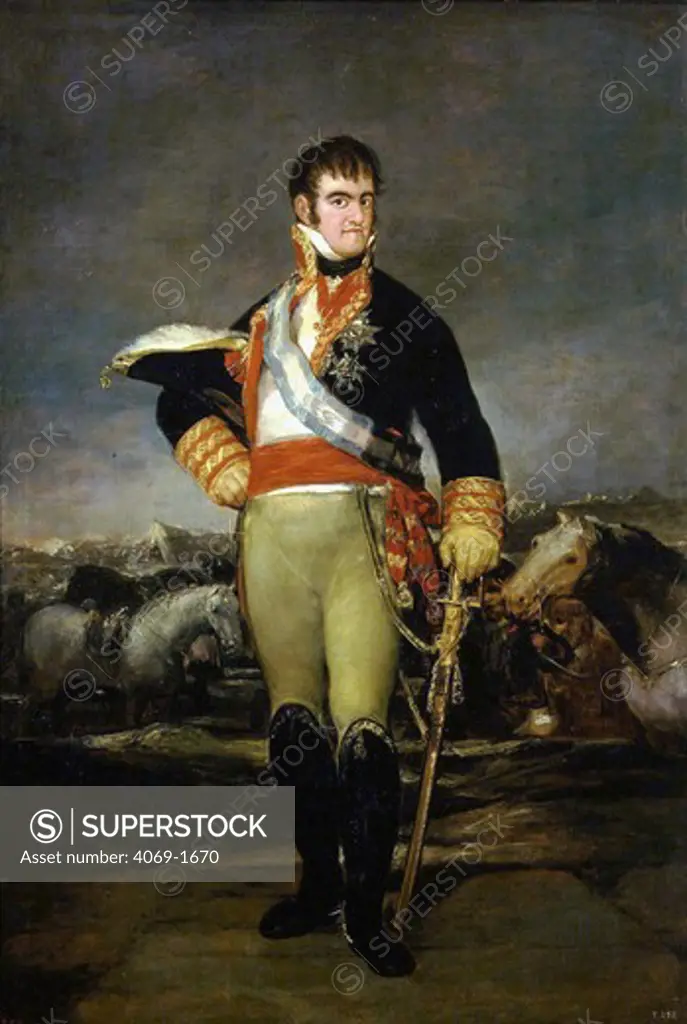 King FERDINAND VII 1784-1833 of Spain in uniform at camp c.1808