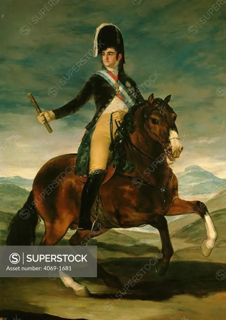 Equestrian portrait of FERDINAND VII, 1784-1833, King of Spain 1808-33