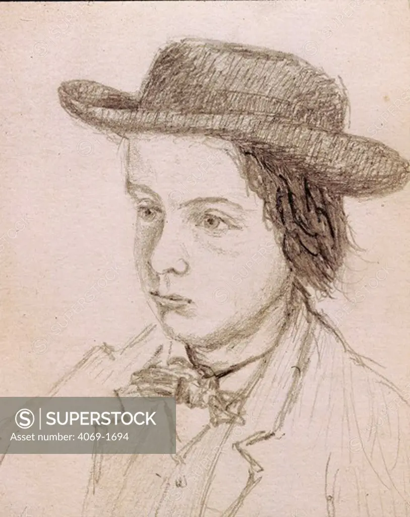 Edward GRIEG 1843-1907 Norwegian composer, at age of seven, pencil sketch